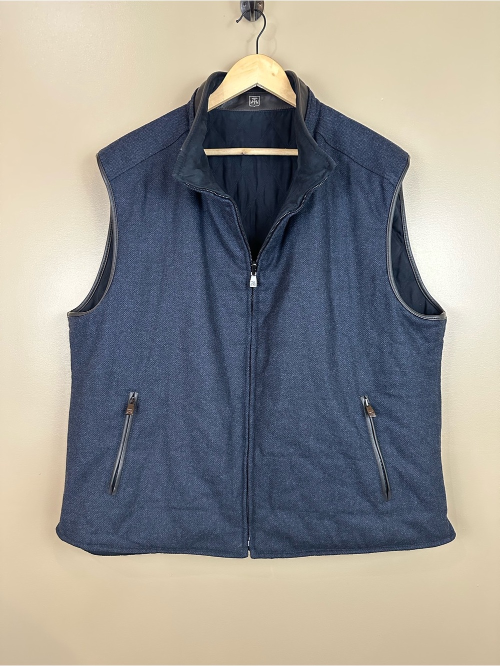 Corneliani ID Mens Reversible Wool Cashmere Vest IT 60 US 50 3XL Made Italy Lux